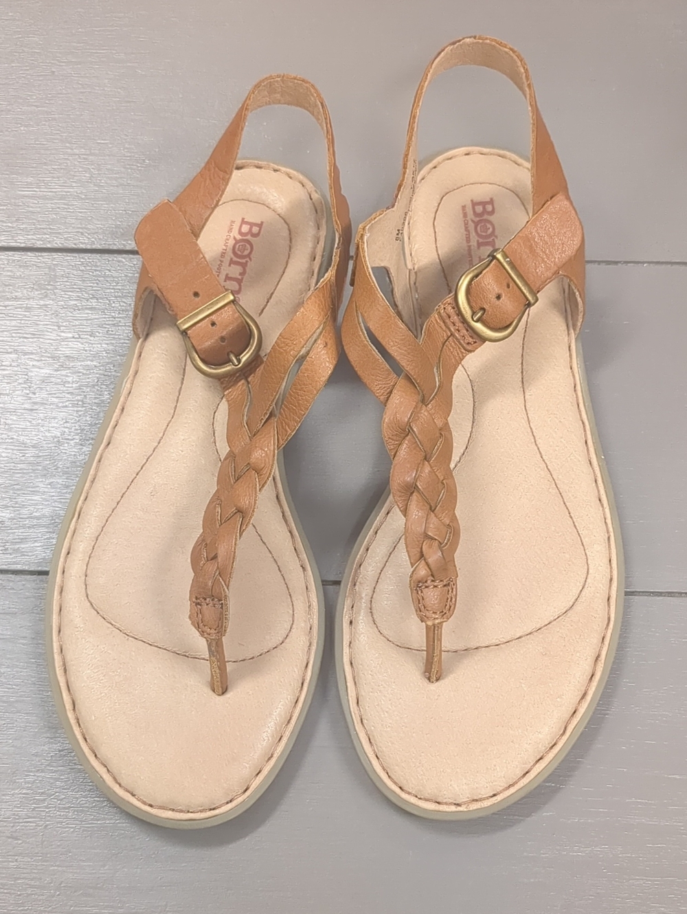 Born Braided Leather Slingback Sandals in Tan